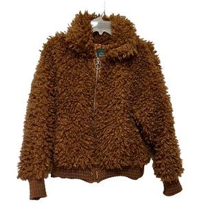 Wild Fable Fuzzy Bear Short Zip Jacket Warm